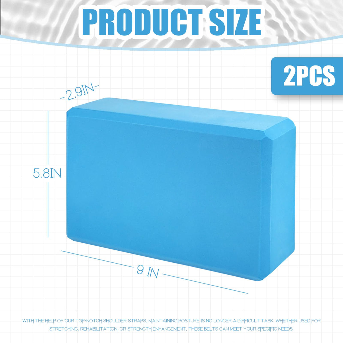 2 Pcs Yoga Blocks, 9x6x3 Inch Blue Foam Blocks for Pilates
