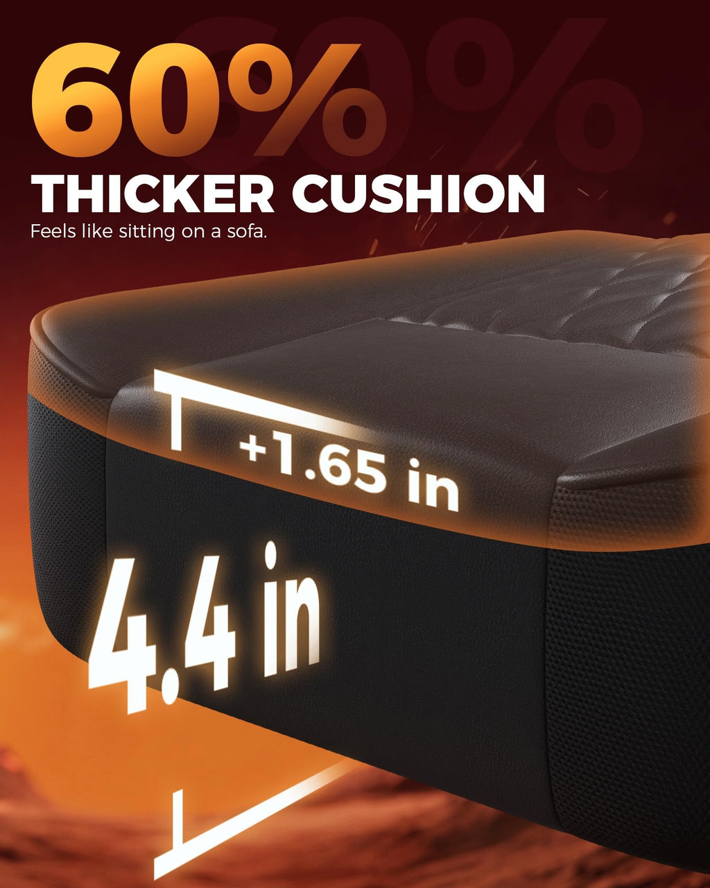 Big and Tall Gaming Chair with Footrest, Ergonomic Office Desk Chair with 4.4in Thick Cushion and Wide Wingless Seat, Comfortable Leather Computer Chair, Predator Series, Black with Trim
