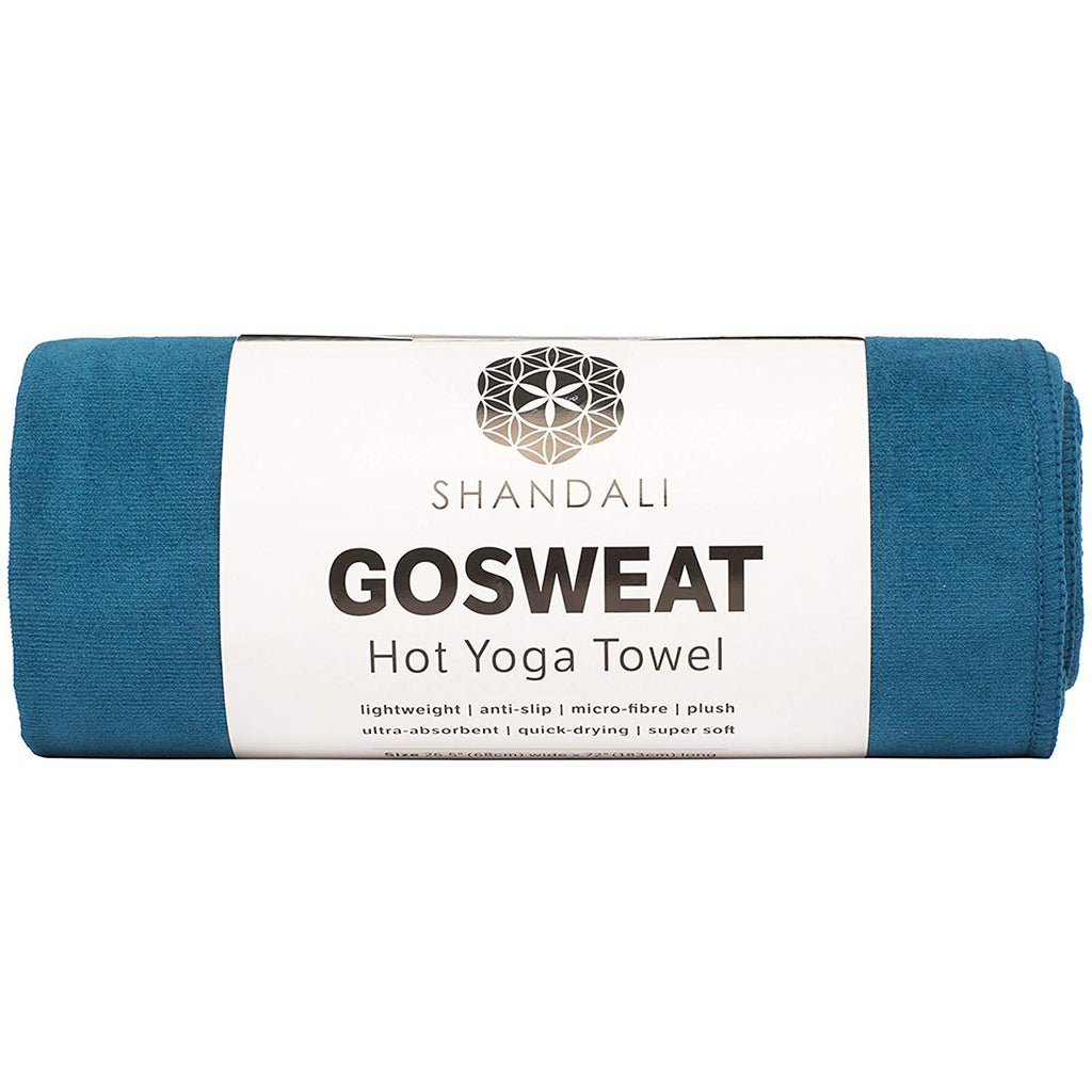 GoSweat Microfiber Hand Towel, Absorbent Suede Yoga Towel for Hot Yoga, Bikram, Pilates & Gym, Evening Blue, 16 x 26.5 Inches