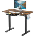 40-Inch Electric Height Adjustable Standing Desk with Drawer, Memory Preset and Cable Management Tray, Rustic Brown