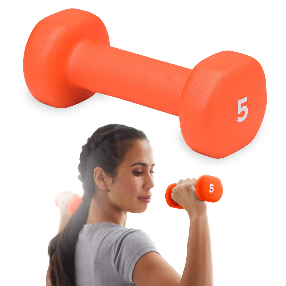 Neoprene Dumbbell Hand Weight, Non-Slip, Sold Singly (5LB Single)
