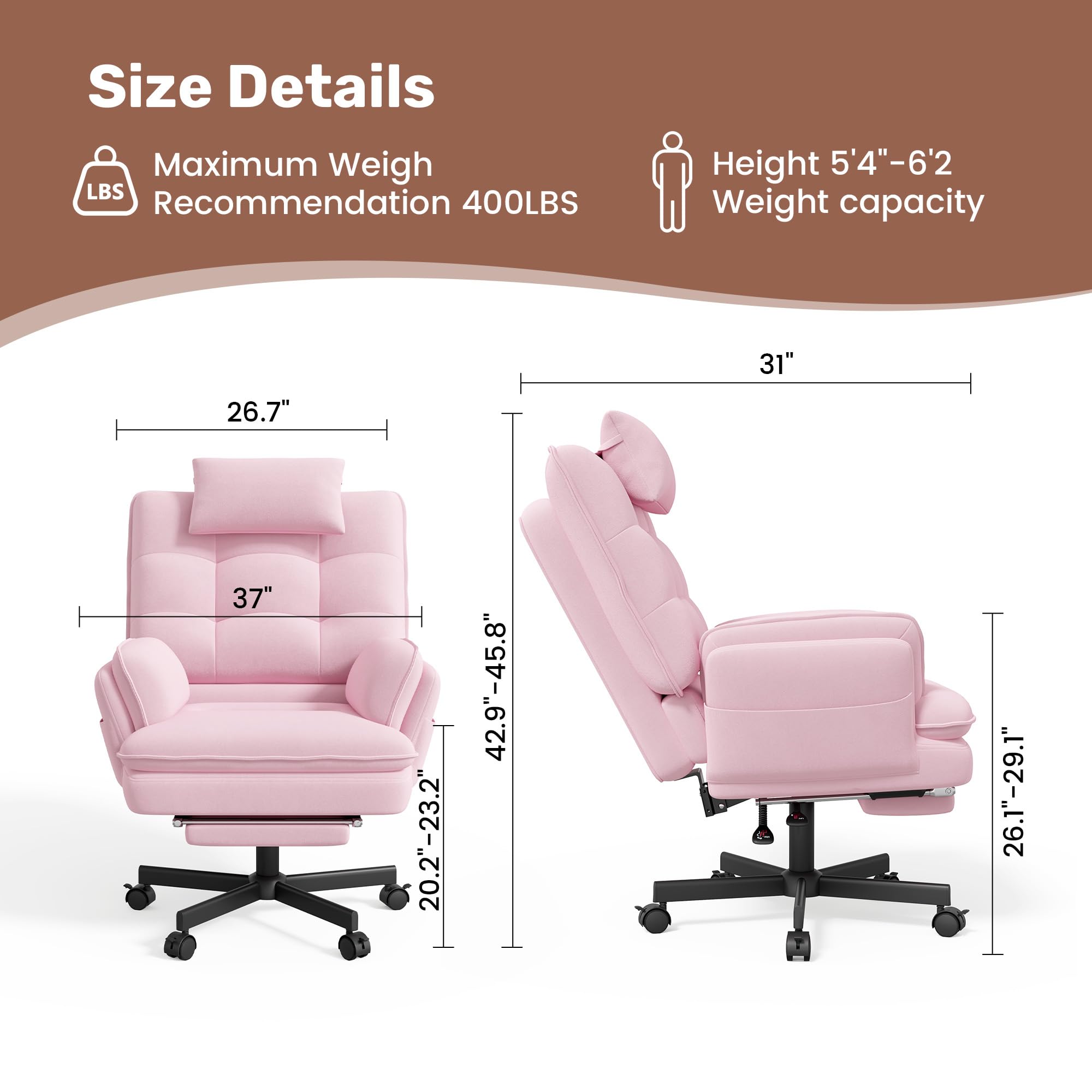 Criss Cross Office Chair with Foot Rest, Big and Tall Criss Cross Chair with Flip-Up Arms and Headrest, 135° Reclining Swivel Velvet Cross Legged Office Chair with Wheels, Cloud Chair for Home (Pink)