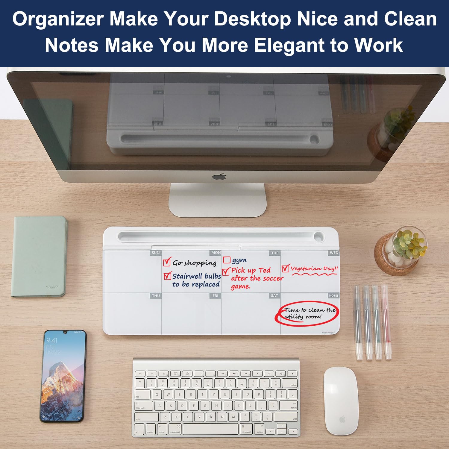 Desktop Whiteboard Dry-Erase-Board - Computer Keyboard Stand White Board Surface Pad with Drawer, Desk Organizers with Accessories for Office, Home, School Supplies