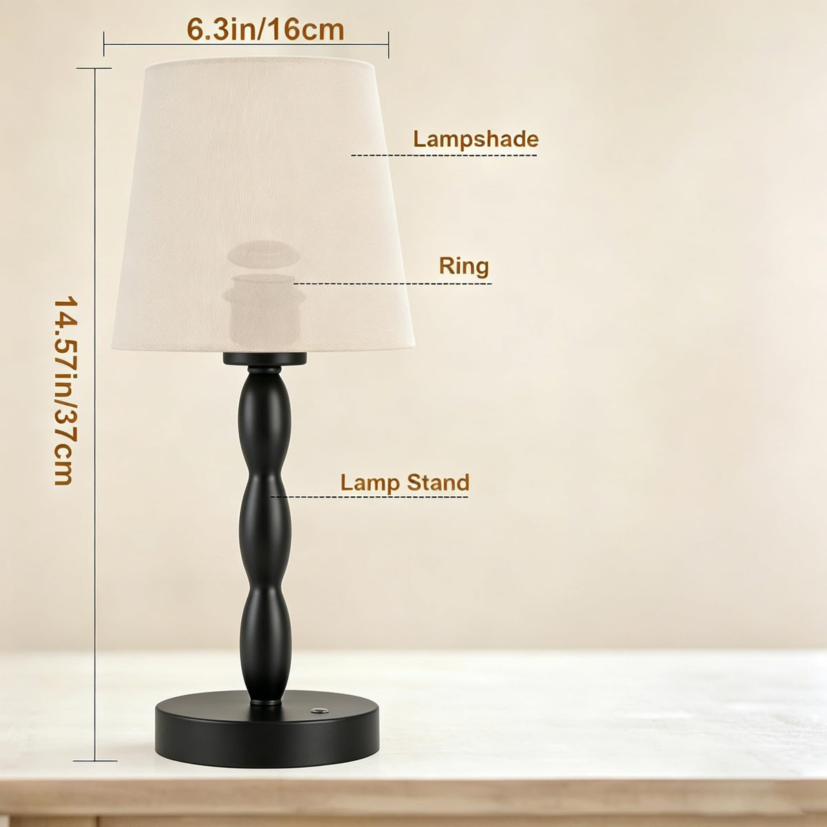 Rechargeable Cordless Table Lamp, 5000mAh Battery Powered Touch Desk Lamp, 3-Level & Stepless Dimmable Night Light, Portable Bedside Lamp for Bedroom, Outdoor, Bulb Included, Black