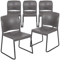 Set of 5, Hercules Series Contoured Stacking Chairs for Waiting Rooms and Offices, Ergonomic Lobby Chairs with Curved Back, Gray