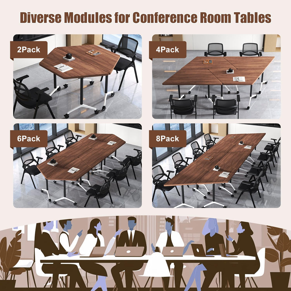Folding Conference Table, 4 Pack Modern Flip Top Mobile Training Tables