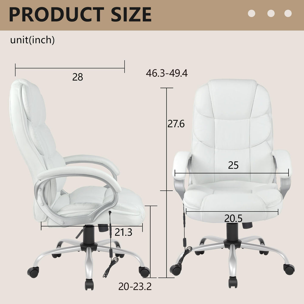Office Chair Computer High Back Adjustable Ergonomic Desk Chair Executive PU Leather Swivel Task Chair with Armrests Lumbar Support (Beige)
