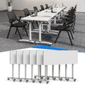 Conference Room Tables White,Folding Rectangular Flip Top Conference Table with Wheels for Large Meeting Seminar Home Office Classr (4, Little White, 47.2 * 15.7in)