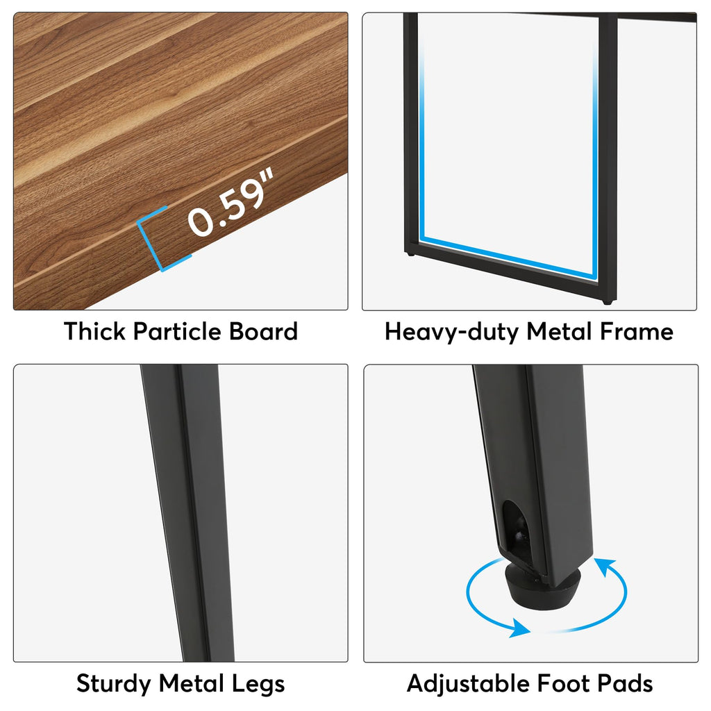 8FT Conference Table, 94.48L x 47.24W x 29.52H Inches Boat Shaped Meeting Table with Rectangle Grommet, Modern Seminar Boardroom Table for Office Conference Room (8ft, Walnut & Black)