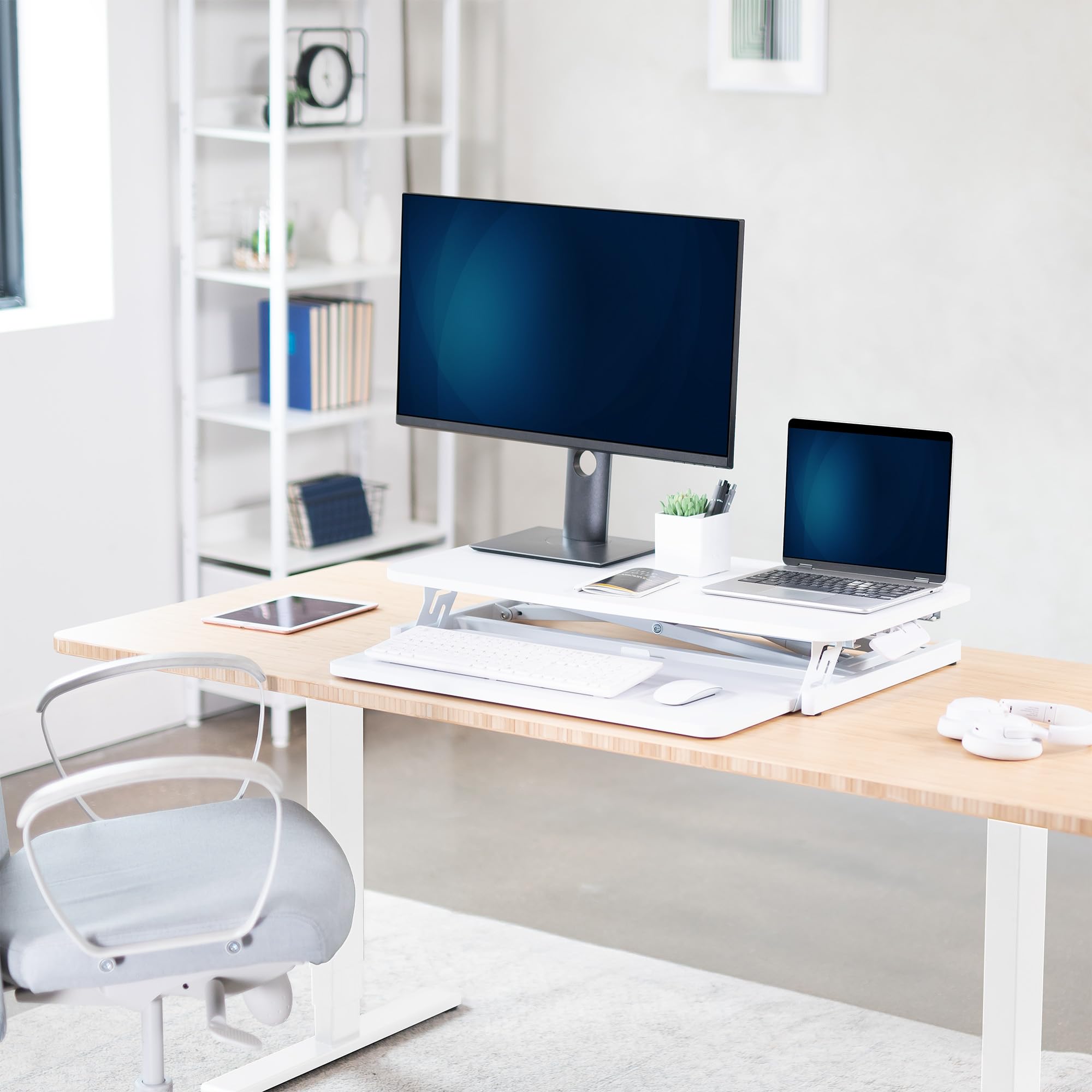 White 32 inch Stand Up Desk Riser