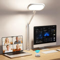 Desk Lamp for Home Office with Clamp for Video Conference, 50 Lighting Modes, Double-Sided Desk Light with Stepless Dimmable Knob Remote, Adjustable Arm Light for Video Recording, Zoom Call