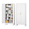 White Metal Storage Cabinet,75" Steel Cabinets for Home Office