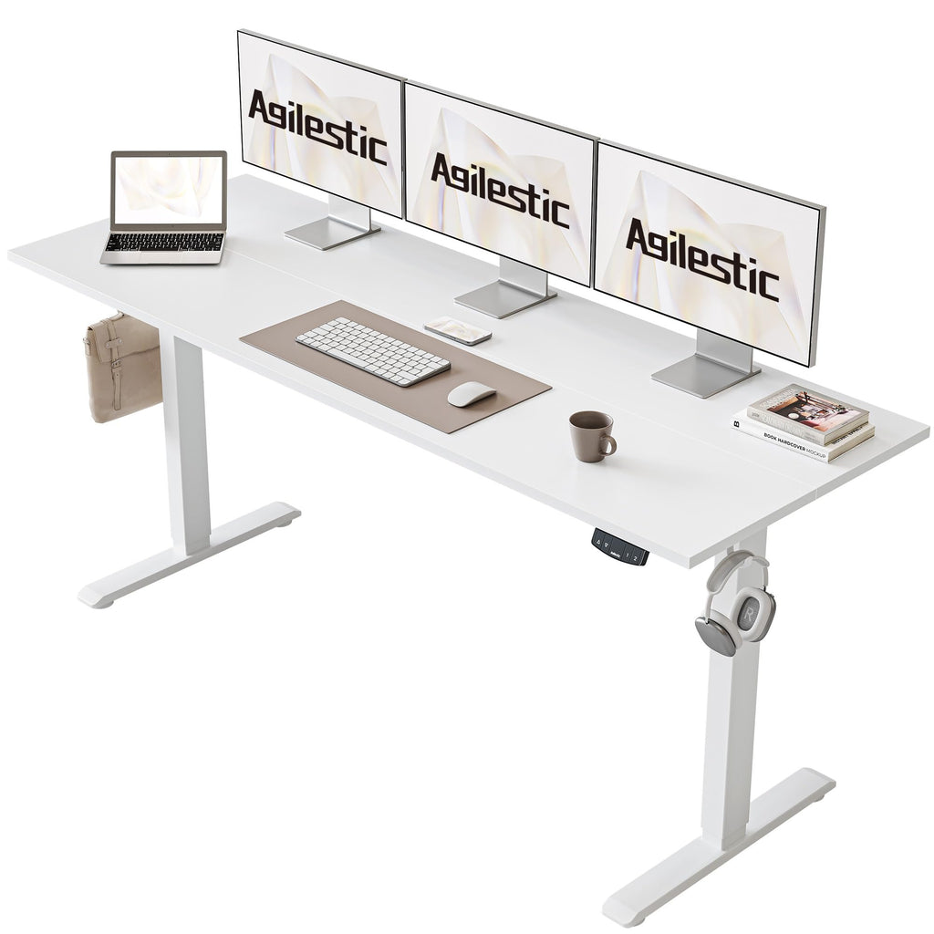63 * 24 Inch Height Adjustable Electric Standing Desk, White