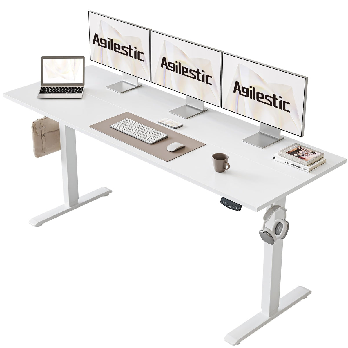 63 * 24 Inch Height Adjustable Electric Standing Desk, White