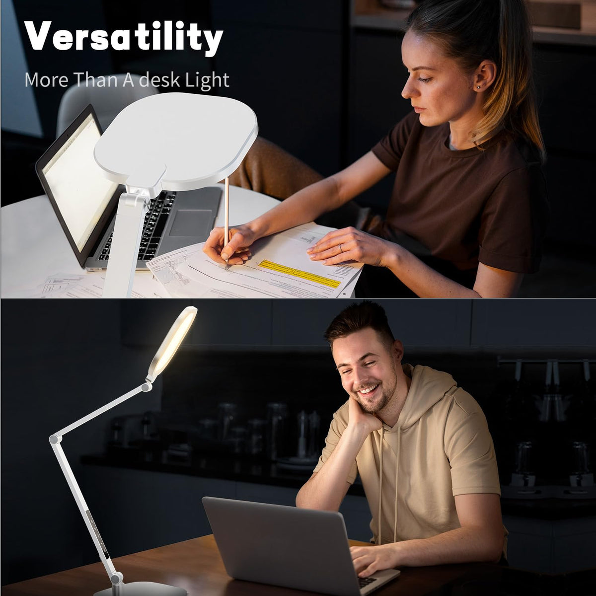 LED Desk Lamp for Home Office, Soft Edge-lit Design, Modern Style