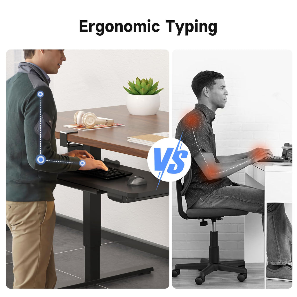 Keyboard Tray Under Desk with Storage Drawer Large C-Clamp 26.7”(31” Including Clamps) x 11.8” Slide-Out Platform Computer Drawer Pull Out Keyboard & Mouse Tray
