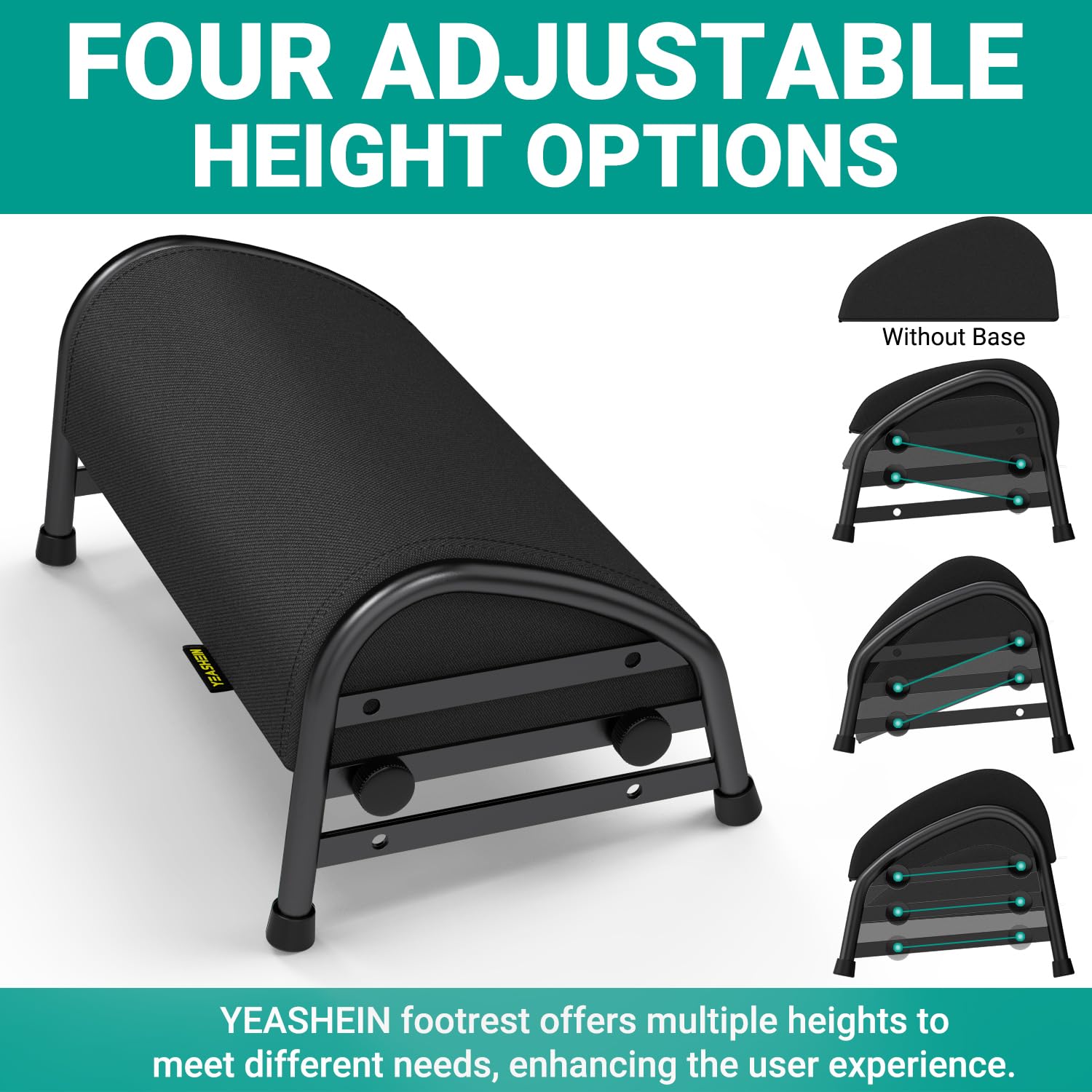 Adjustable Foot Rest for Under Desk at Work, Ergonomic Foot Stools with 7 Positions, Elevated Cushion Under Desk Footrest with Metal Frame, Leg Rest Used for Home, Car, PC Gaming Accessories