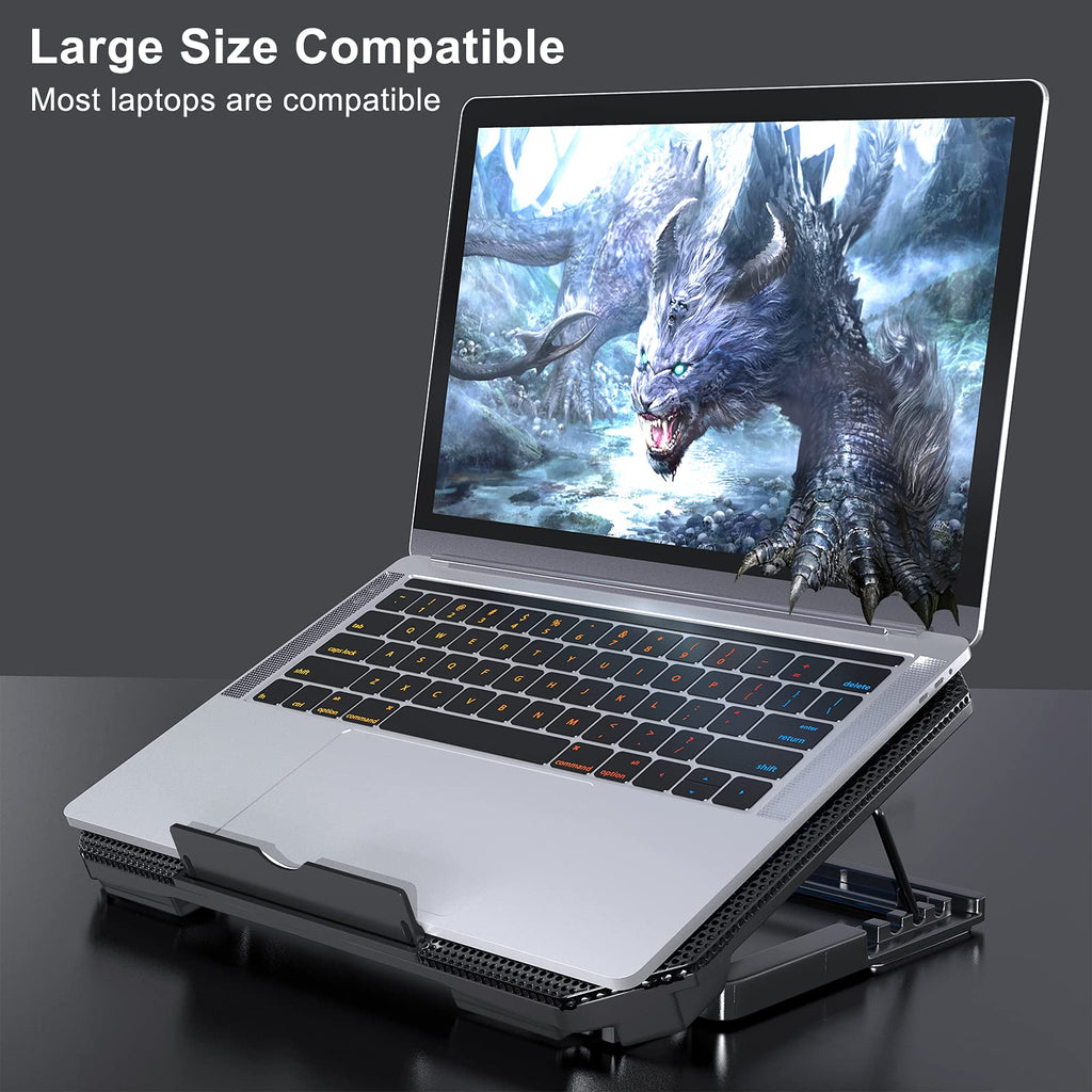 Laptop Cooling Pad with Adjustable Height Two 5.1 Inches Fan 2 USB Ports Suitable for 12"-15.6" Laptops（Black）