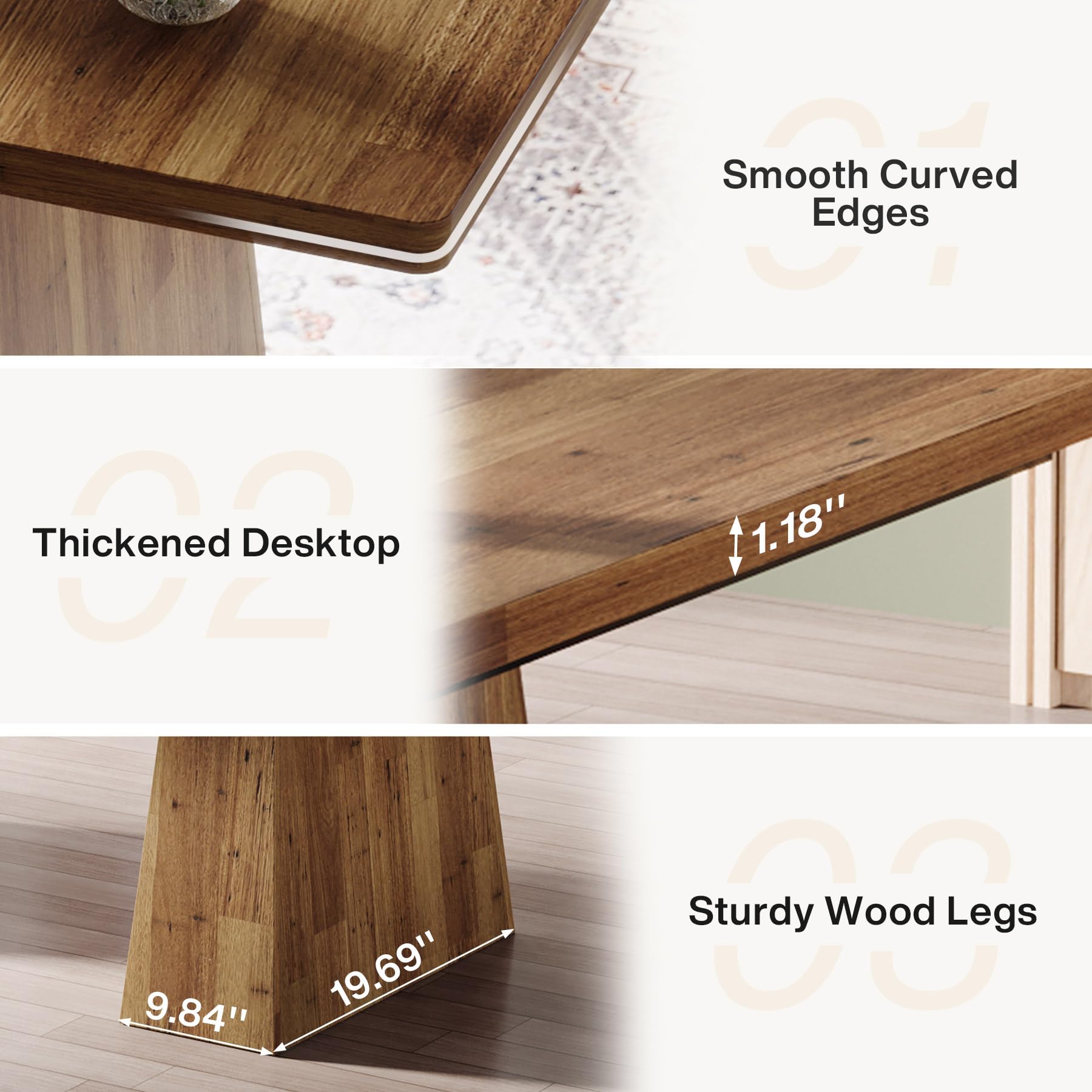 63-Inch Executive Desk, Large Office Computer Desk with Double Pedestal, Modern Simple Workstations Writing Table Conference Table Business Furniture for Home Office, Light Brown