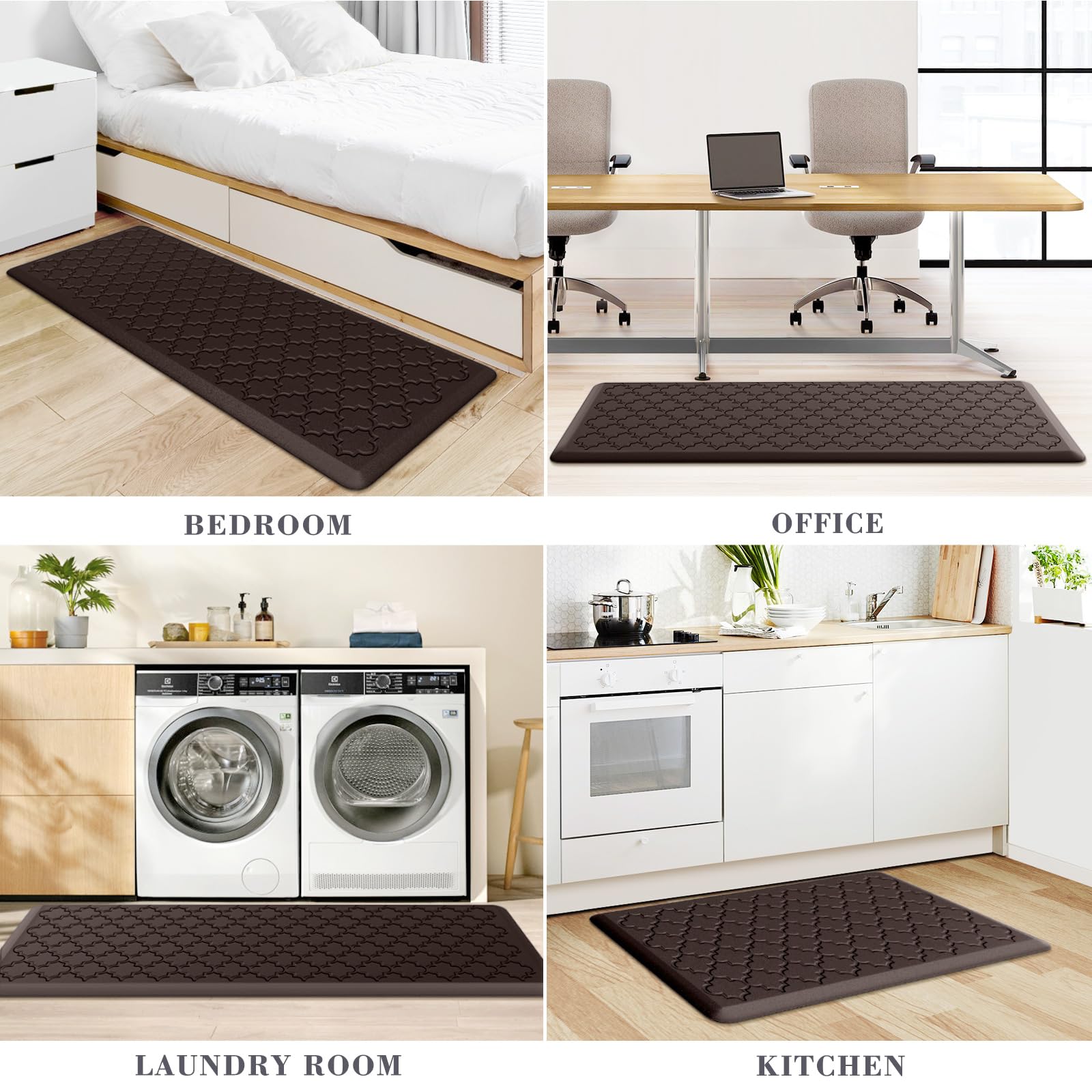 Mat [2 PCS] Cushioned Anti-Fatigue Floor Mat Water Resistant Non-Skid Kitchen Mats and Rugs Ergonomic Comfort Foam Kitchen Rugs Standing Mat for Floor Office Sink (Chocolate,20"x30"+20"x47")