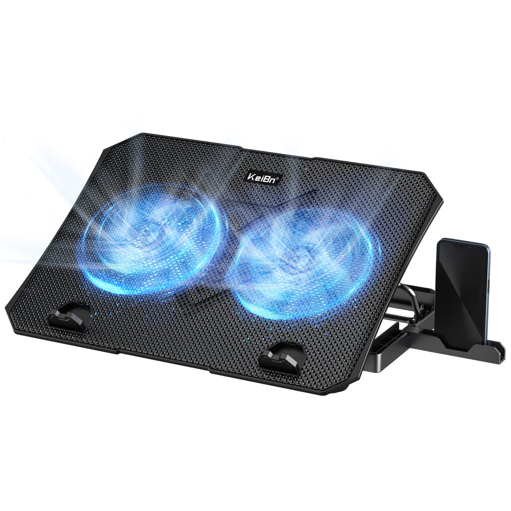 Laptop Cooling Pad, Gaming Laptop Cooler 2 Fans for 10-15.6 Inch Laptops, 5 Height Stands, 2 USB Ports (S039)
