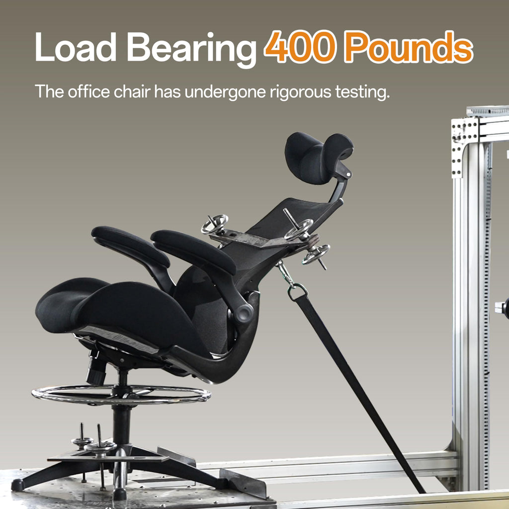 Drafting Tall Office Chair 400lbs High Back Wide Standing Desk Chair Comfortable with Flip up Armrests Lumbar Support Adjustable Big Footrest Ring(Black)