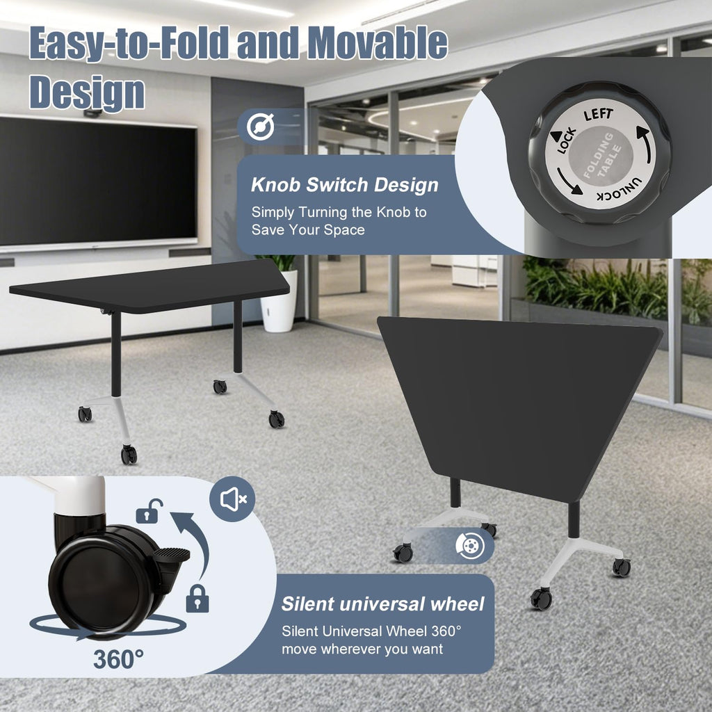 Folding Conference Table, 8 Pack Modern Flip Top Mobile Training Tables