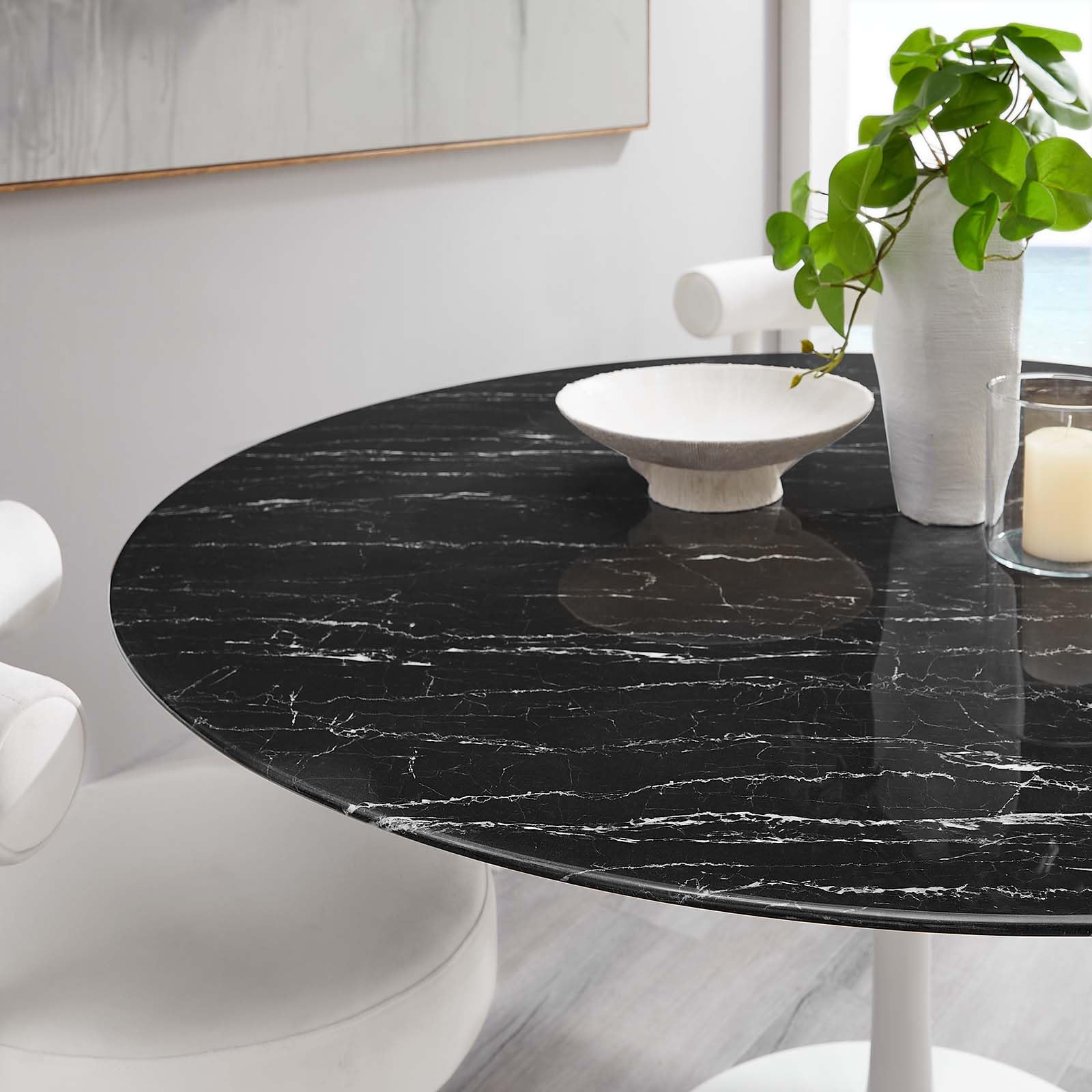Modway Lippa Dining Table, 60", White Black