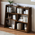 Wooden Extendable Shelf Bookcase, 3-Tier Low Bookshelf, Walnut, small