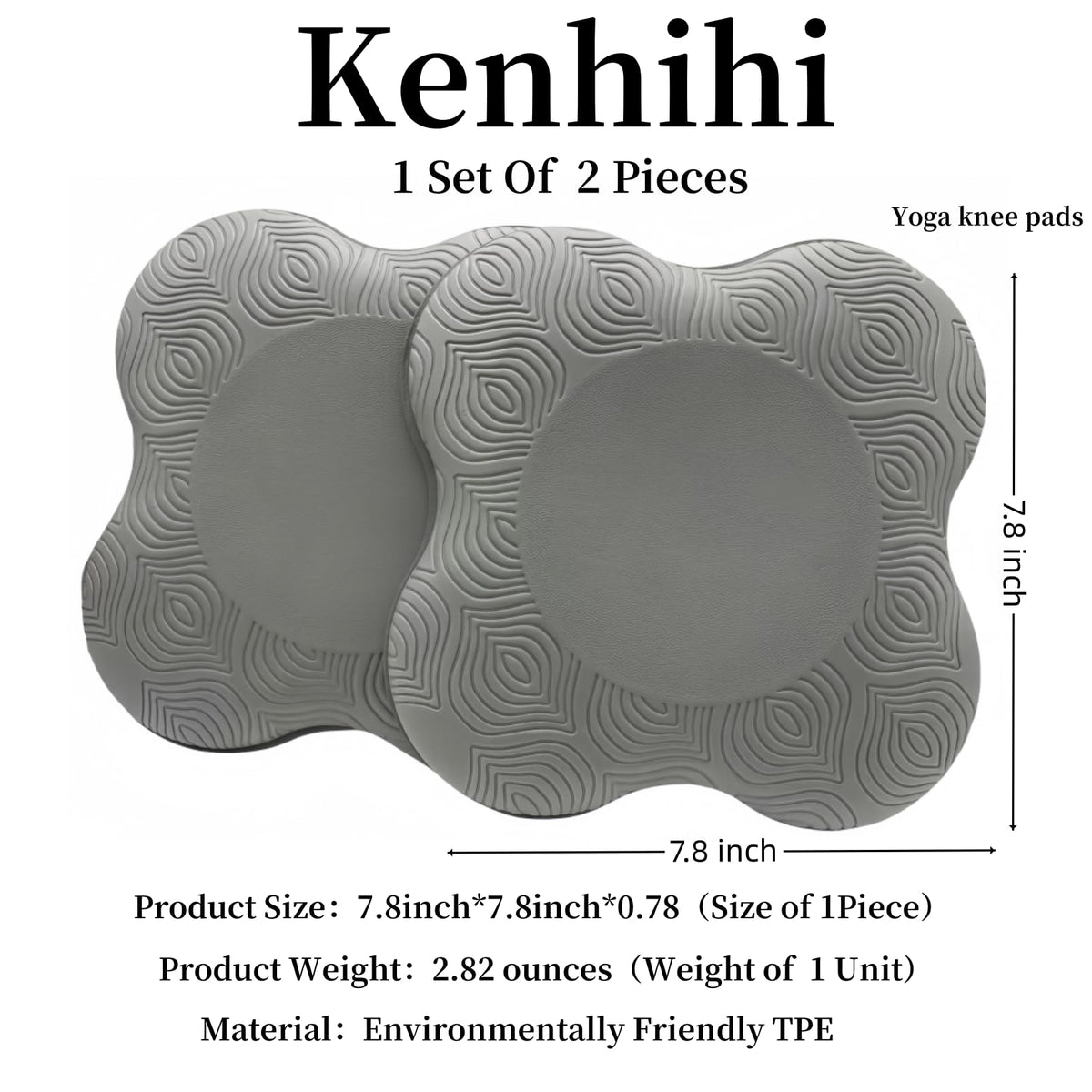 Yoga Knee Guards (Set of 2) - Male and Female Yoga Props and Accessories for Fitness, Travel, Meditation, Kneeling, Balance, Floor, Pilates Pads for Knee and Elbow (grey)