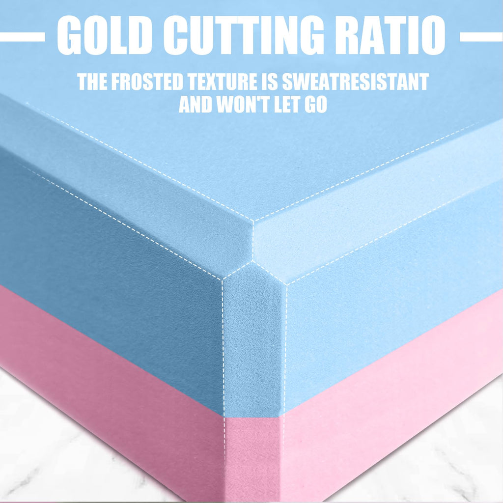 2 Pcs Yoga Blocks, 9x6x3 Inch Blue-Pink Foam Blocks for Pilates