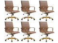 Modern Ergonomic Executive Office Chair, High-Back Leather Conference Desk Chair with Adjustable Height, Tilt Control, 360° Swivel & Gold Frame for Home Office