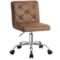 PU Leather Mid-Back Armless Desk Chair Adjustable Height 360° Rolling Swivel for Office Work, Dark Brown