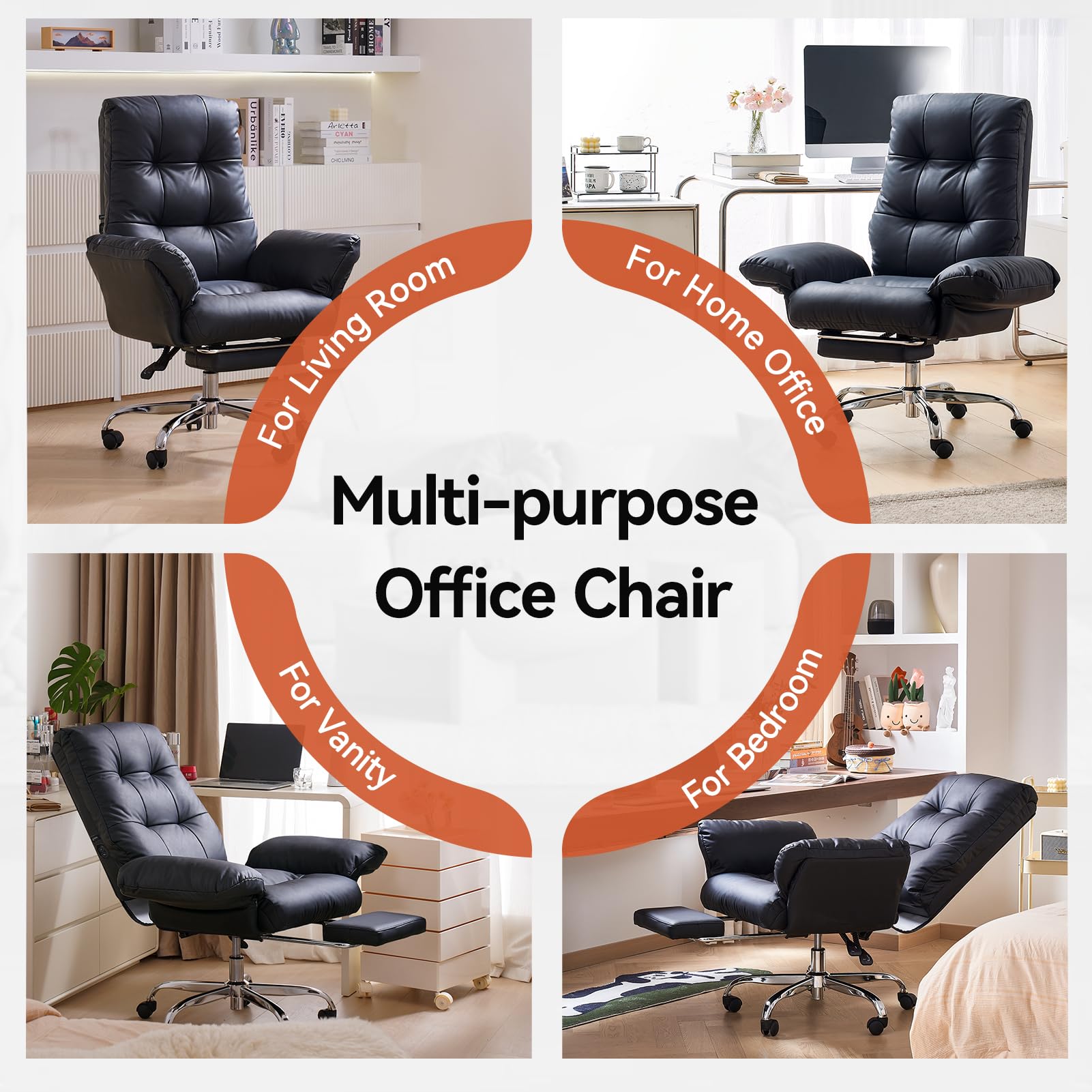 Heated and Massage Office Chair with Foot Rest Criss Cross Chair with Wheels and Flip-up Arms Reclining Desk Chair Comfy Wide Seat PU Leather Rolling Computer Home Office Chair (Black)