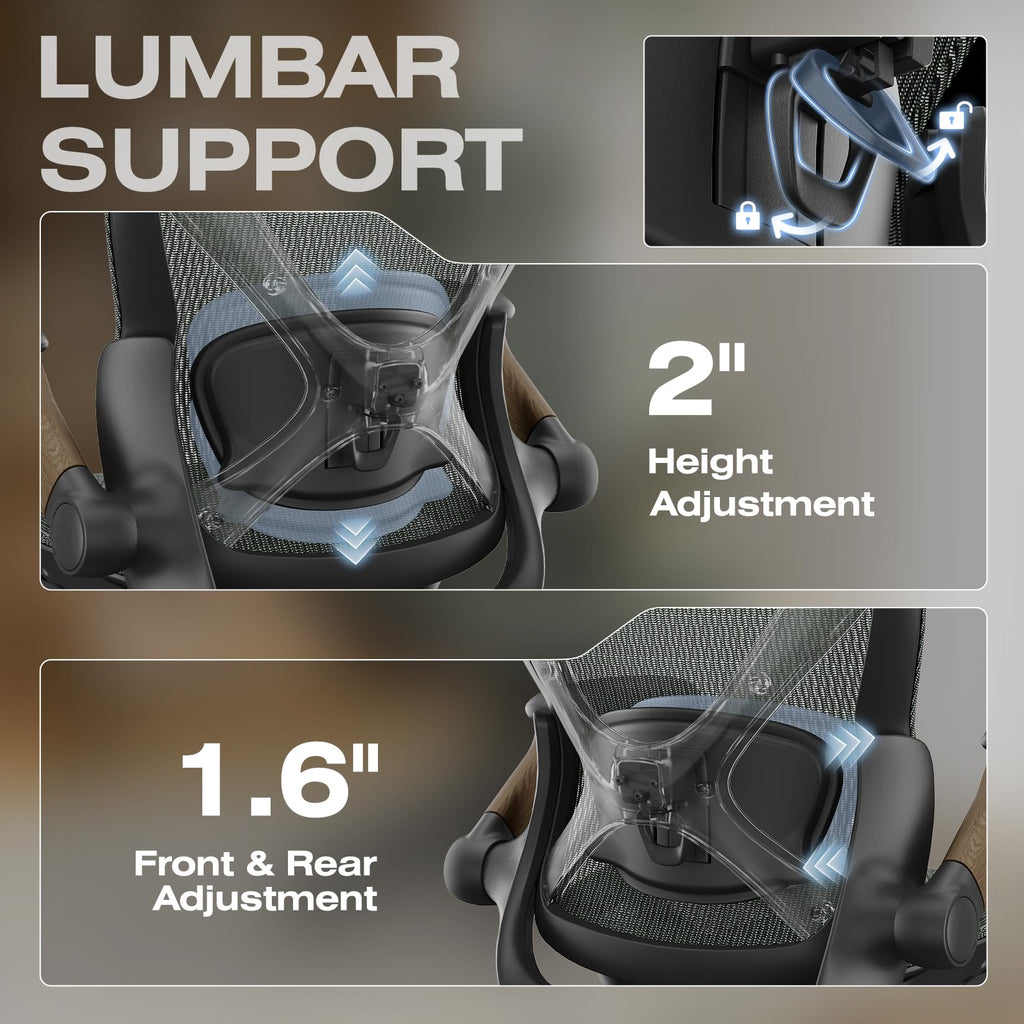 X100 Ergonomic Mesh Office Chair with Footrest, Big and Tall Hone Desk Chair with 5D Flip-Up Arms, Adjustable 3D Lumbar Support,Gaming & Executive Computer Chairs