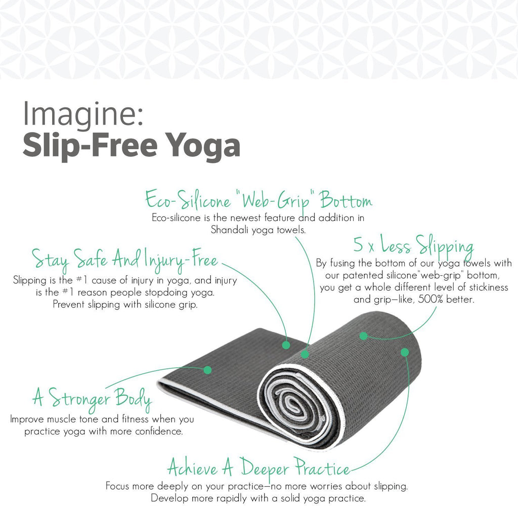 Stickyfiber Hot Yoga Towel - Silicone Backed Yoga Mat-Sized, Absorbent, Non-Slip, 24" x 72" Bikram, Gym, and Pilates - (Gray, Standard)