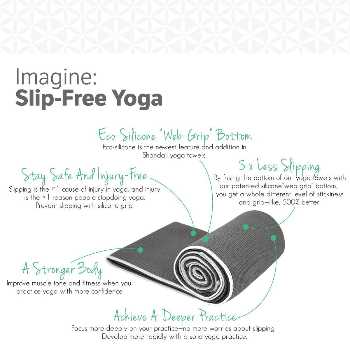 Stickyfiber Hot Yoga Towel - Silicone Backed Yoga Mat-Sized, Absorbent, Non-Slip, 24" x 72" Bikram, Gym, and Pilates - (Gray, Standard)