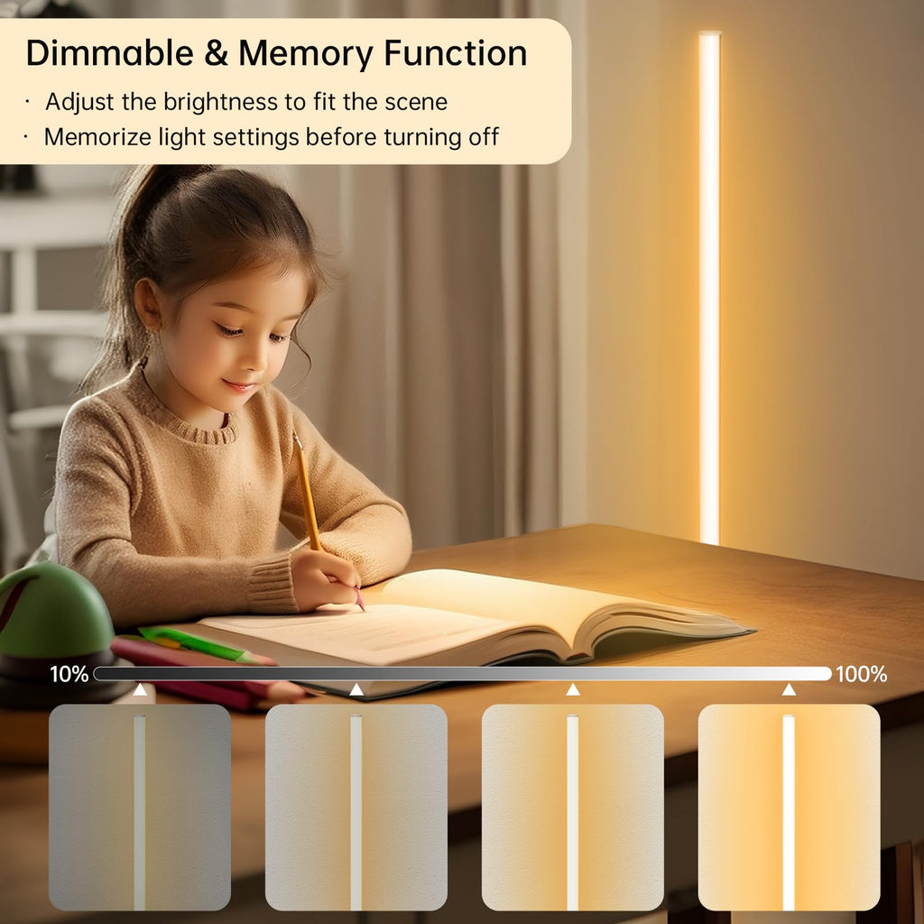Minimalist Corner Floor Lamp, Silver LED Standing Lamp