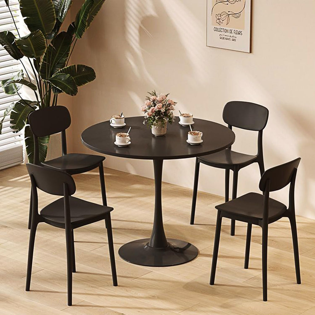 Sybrioka 31.5" Tulip Table for 2-4 Persons Modern Round Dining Room Table, Mid-Century Modern Black Small Kitchen Table with MDF Wooden Top, Leisure Coffee Table for Living Room, Dining Room, Office