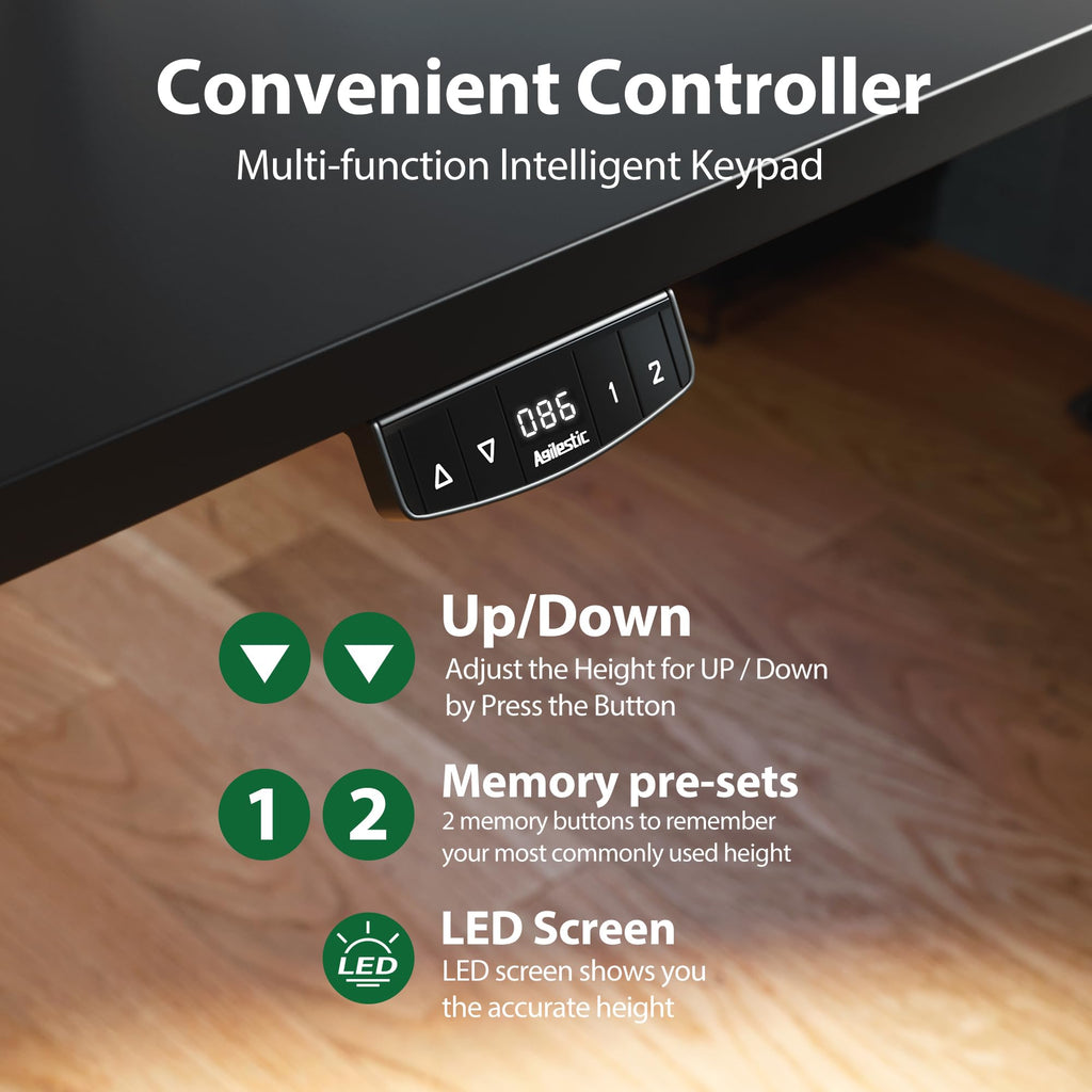 63 * 24 Inch Height Adjustable Electric Standing Desk, Black