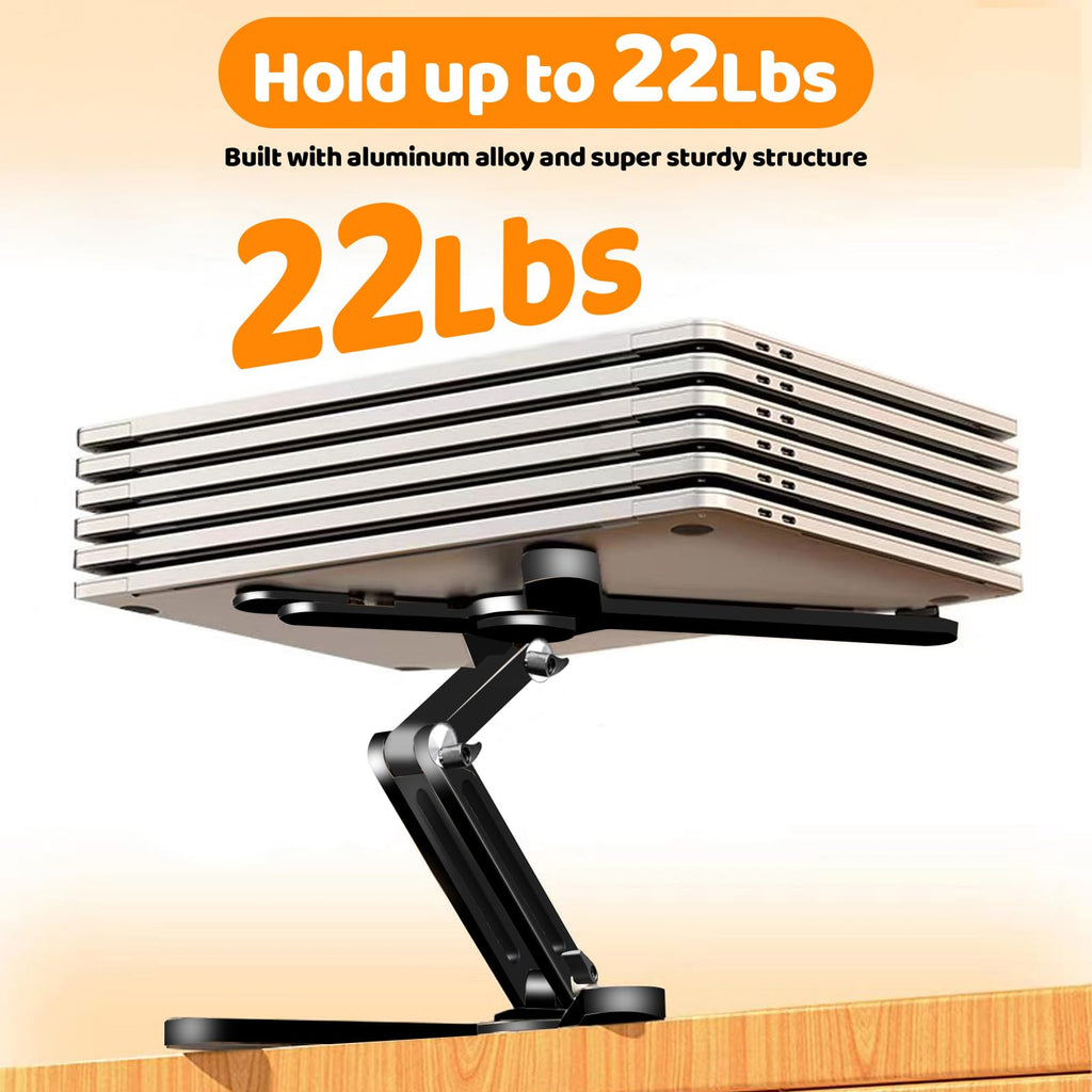 Rotating Laptop Stand, Adjustable Height & Angle, Ergonomic Metal Riser for Desk Collaborative Work, Fully Foldable for Easy Storage, Fits All MacBook & Laptops up to 16 inches, Black