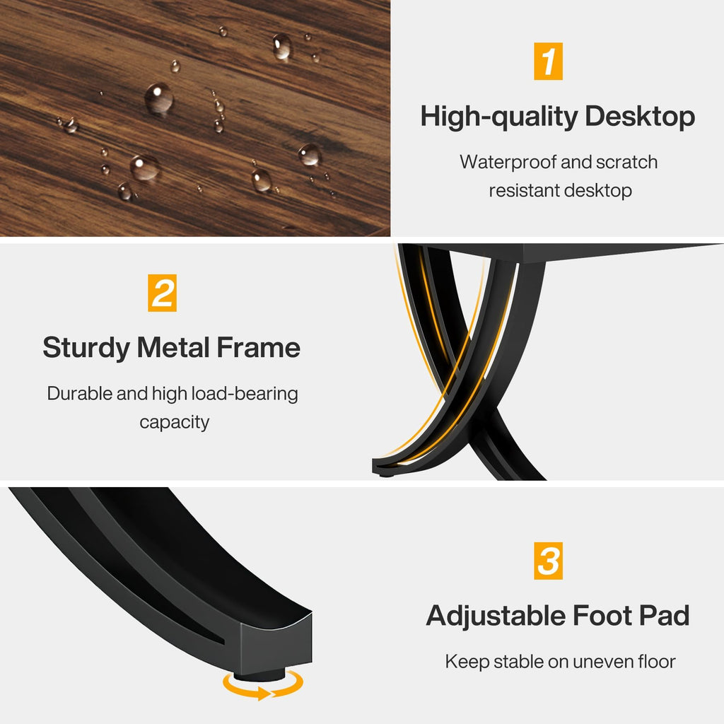 6.5FT Conference Table for 6-8 People, 78 inch Long Rectangular Seminar Table with Strong Metal Frame, Business Furniture Boardroom Desk for Office Meeting Conference Room (6PCS, Brown)
