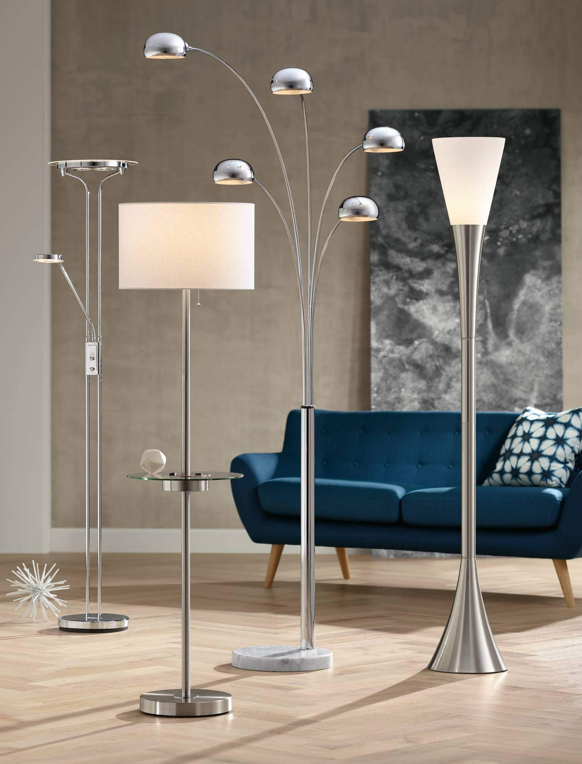 Piazza 72 1/2" Tall Brushed Nickel Modern Torchiere Floor Lamp