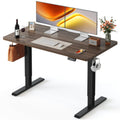 48 x 24 Inchs Electric Standing Desk, Height Adjustable, Sit Stand Up, Computer Office Desk with Splice Board, Black Frame/Black Walnut Top