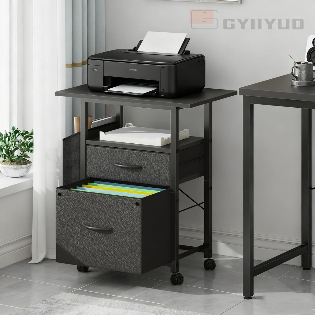 2 Drawer File Cabinet 24''W, Mobile Filing Cabinet, Printer Stand