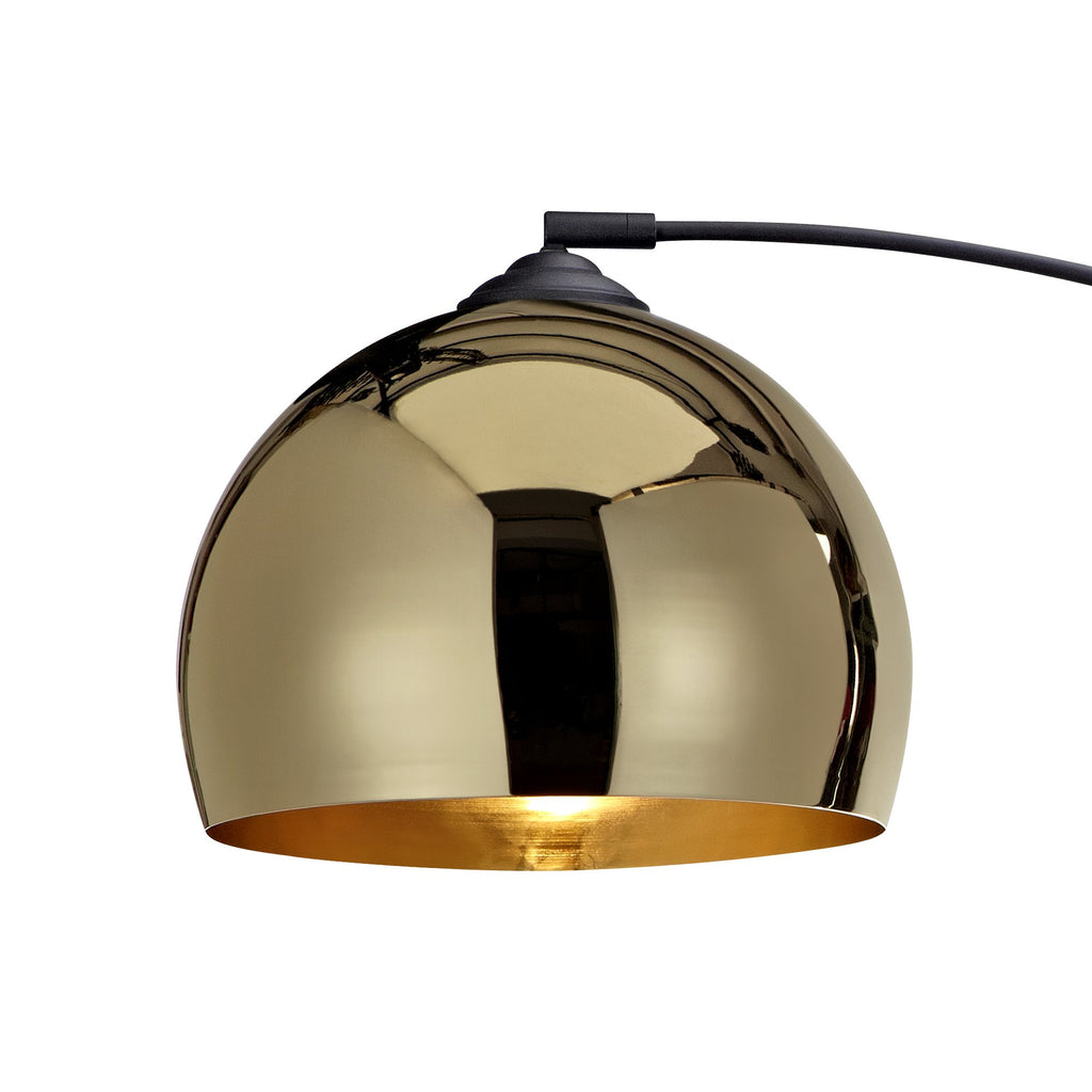 Arquer 66.93" Arc Floor Lamp for Living Rooms, Home Offices, Dining Rooms, Bedrooms with Faux Black Marble Base and Gold Bell Shade