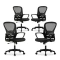 Ergonomic Office Chairs Set of 4, Mesh Conference Room Chairs, Swivel Computer Desk Chair with Wide Seat Cushion, Height Adjustable and Rocking Tilt for Home Office