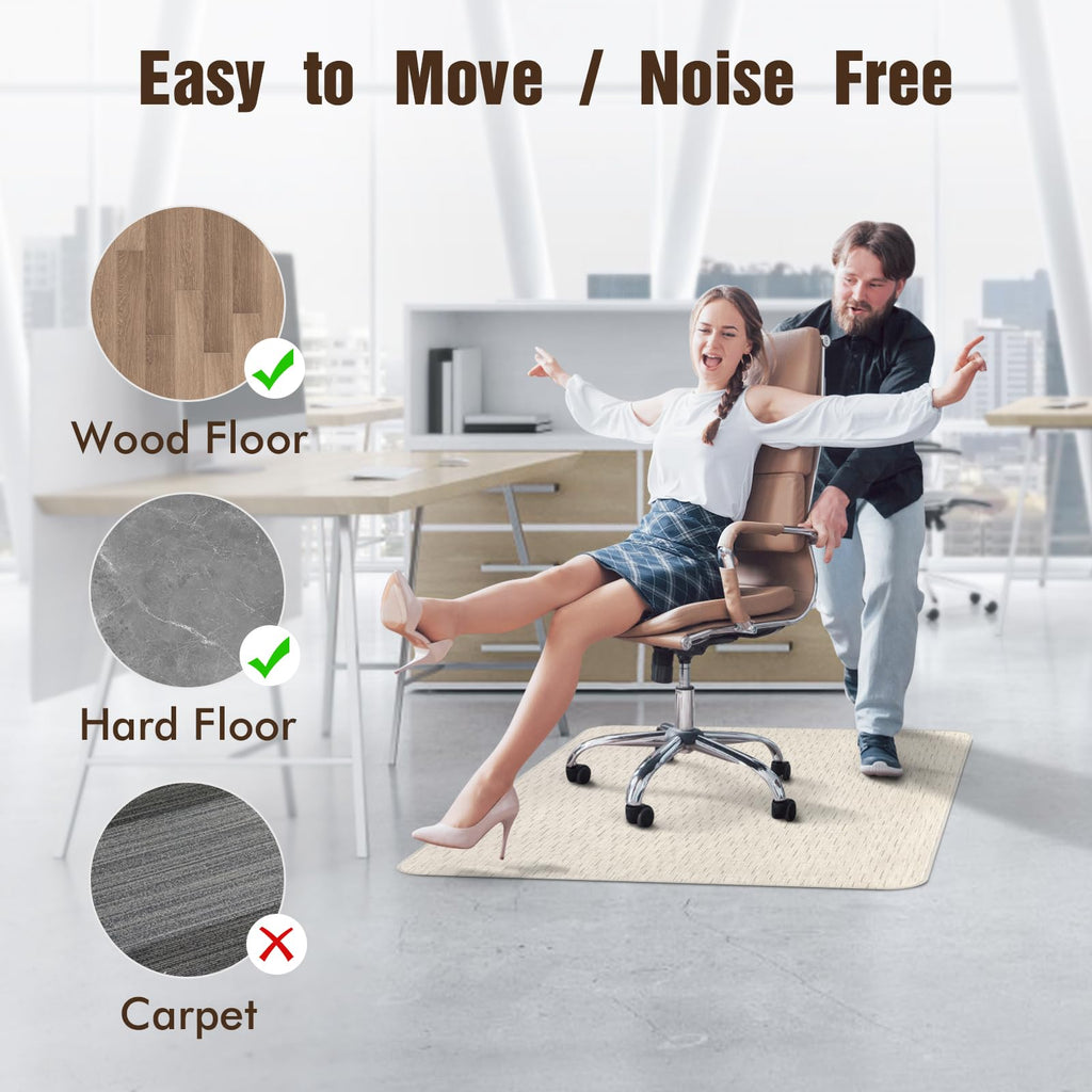 Office Chair Mat for Hardwood Floor, 36" x 48" Desk Chair Mat for Hard Wood and Tile Floor, Large Anti-Slip Hard Floor Protector Rolling Chair Mat, PVC Mat Desk Rug for Office, Light Brown