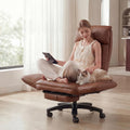 Cross Legged Office Chair with Pets Friendly Seat, Plus Size Criss Cross Desk Chair, Big and Tall Office Chair with Foot Rest, Reversible Armrests & Wide Seat, Brown
