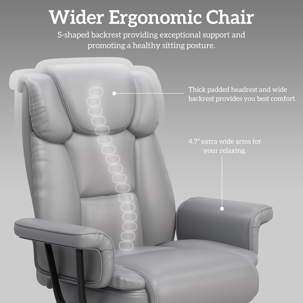 160 Reclining Office Chair with Footrest, Big & Tall Desk Chair, Grey